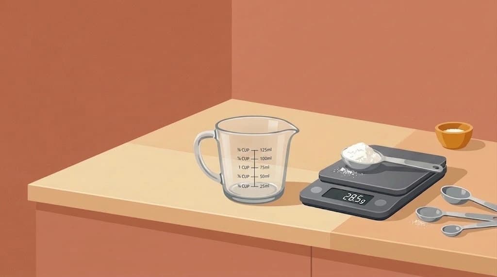 Measuring ingredients accurately for grams-to-cups conversions
